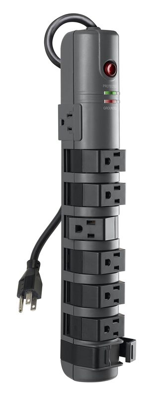 Belkin 8-Outlet Pivot-Plug Power Strip Surge Protector With 6ft Cord & Telephone Protection