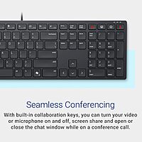 Dell KB525C Wired Collaboration Keyboard - USB-C & USB-A Versatile connectivity, 15 Programmable Shortcuts Keys