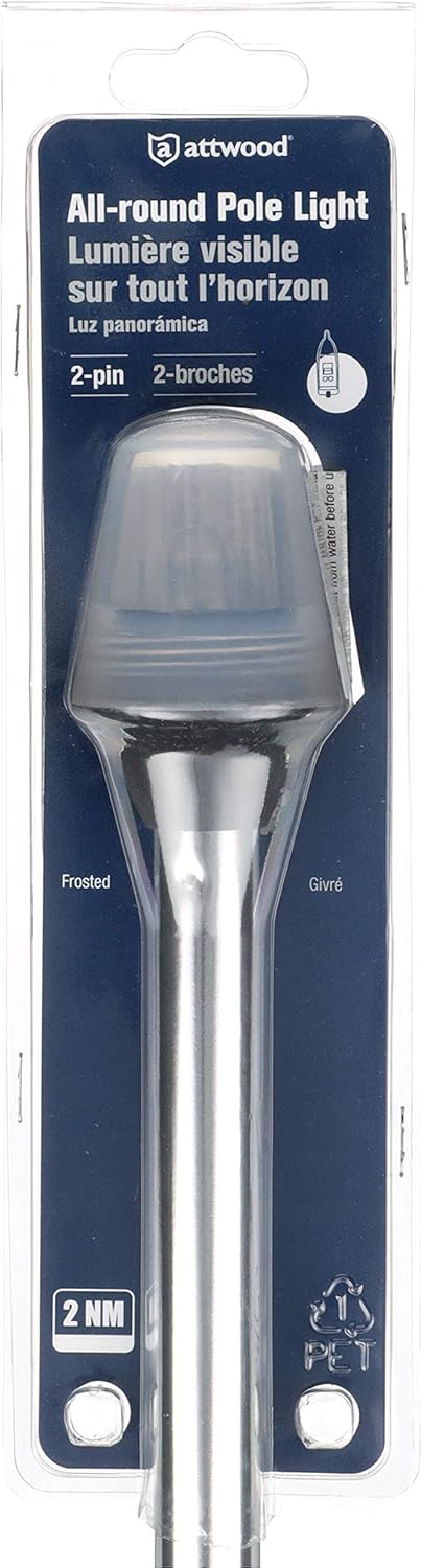 Attwood Frosted Globe All-Around Pole Light w/2-Pin Locking Collar Pole - 12V - 36"