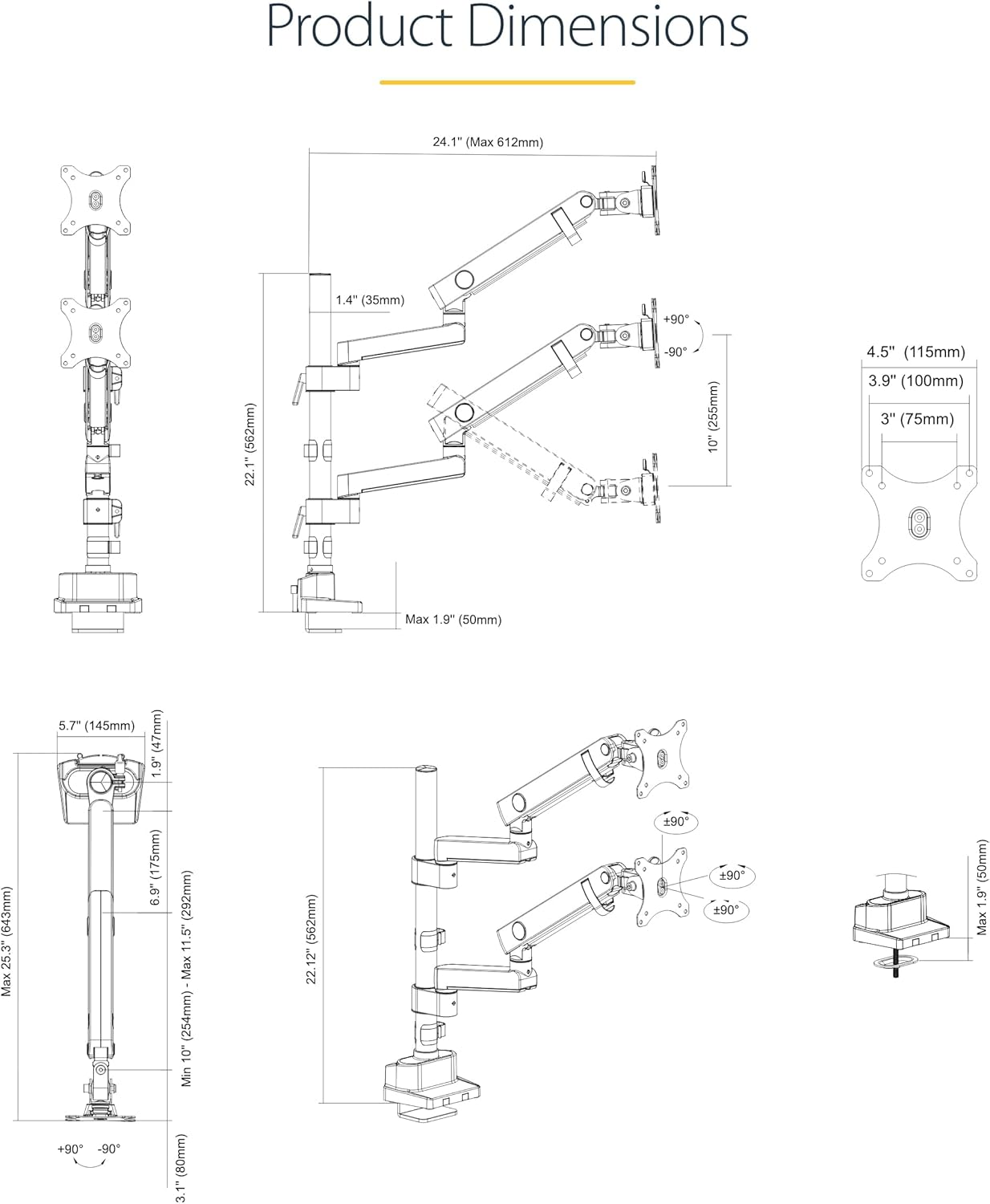 StarTech.com Desk Mount Monitor Arm (VESA 75/100)