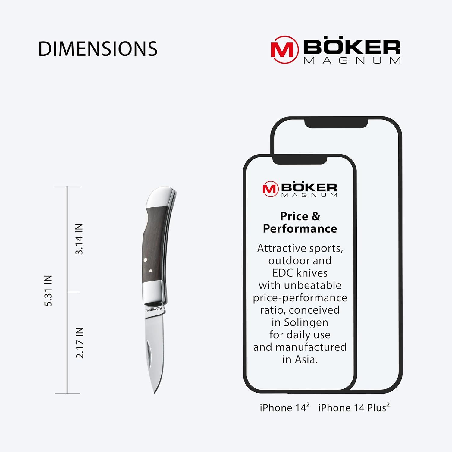 Boker Magnum 01MB318 Jewel Pocket Knife with 2 1/8 in. 440C Stainless Steel Blade, Brown