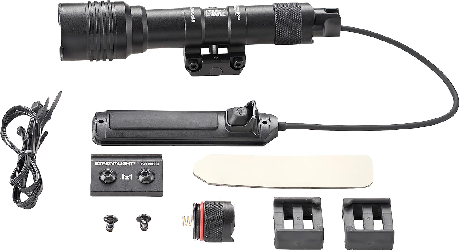 Streamlight 88059 ProTac Rail Mount 2 625-Lumen Weapon Light with CR123A Batteries and Remote Pressure Switch, Tail Switch