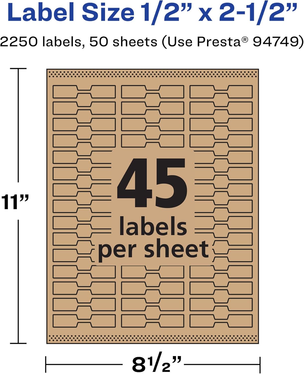 Avery Kraft Brown Barbell Labels, Sure Feed Technology, 0.5" x 2.5", Laser/Inkjet Printable
