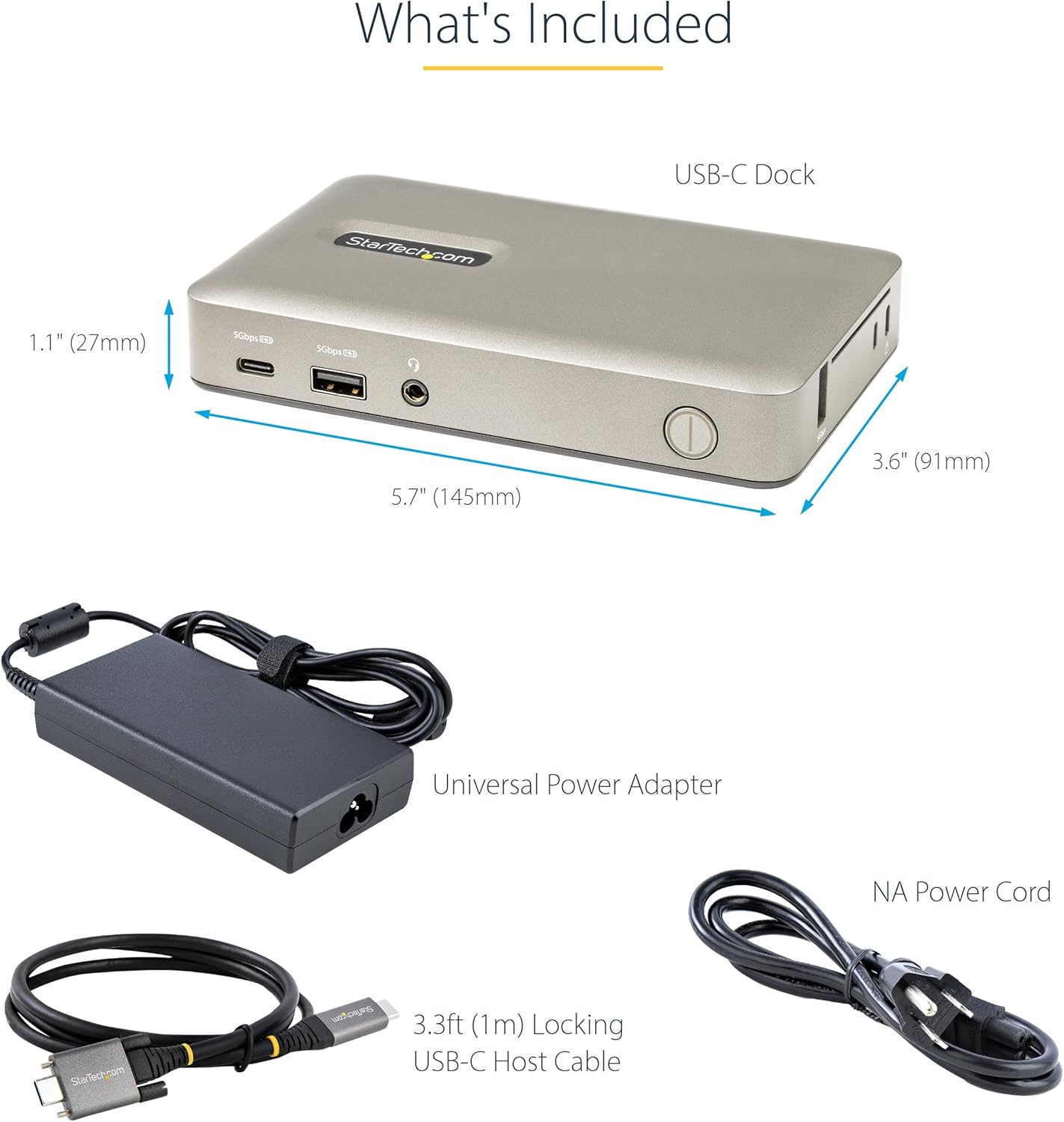 StarTech.com USB C Dock - USB-C to DisplayPort 4K 30Hz or VGA - 65W USB Power Delivery Charging - 4-Port USB 3.1 Gen 1 Hub
