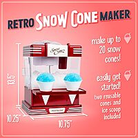 Nostalgia Snow Cone Shaved Ice Machine - Retro Table-Top Slushie Machine Makes 20 Icy Treats