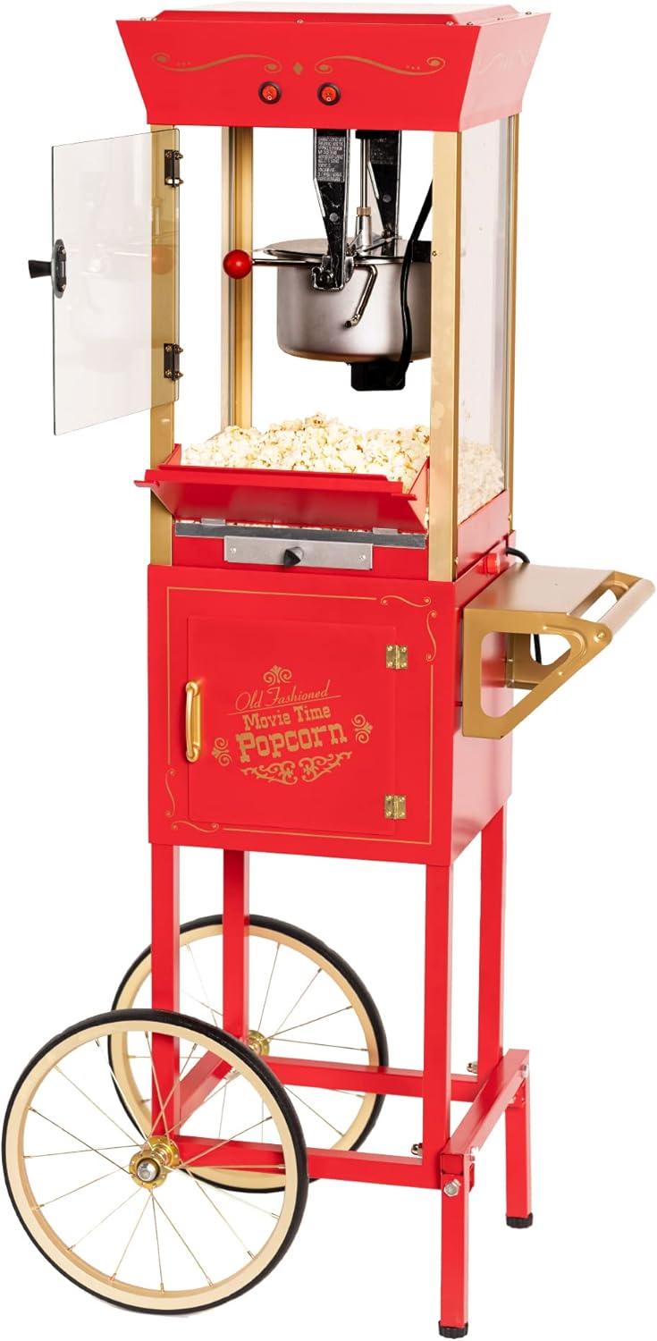 NOSTALGIA Vintage-Style Professional Popcorn Cart with 8 oz Kettle