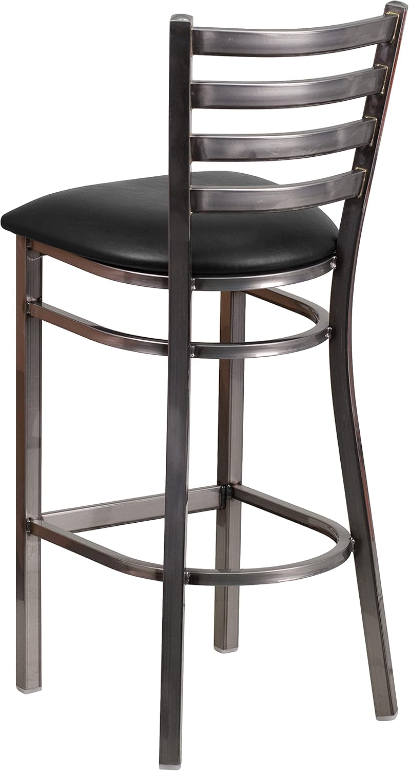 Flash Furniture HERCULES Series Clear Coated Ladder Back Metal Restaurant Barstool
