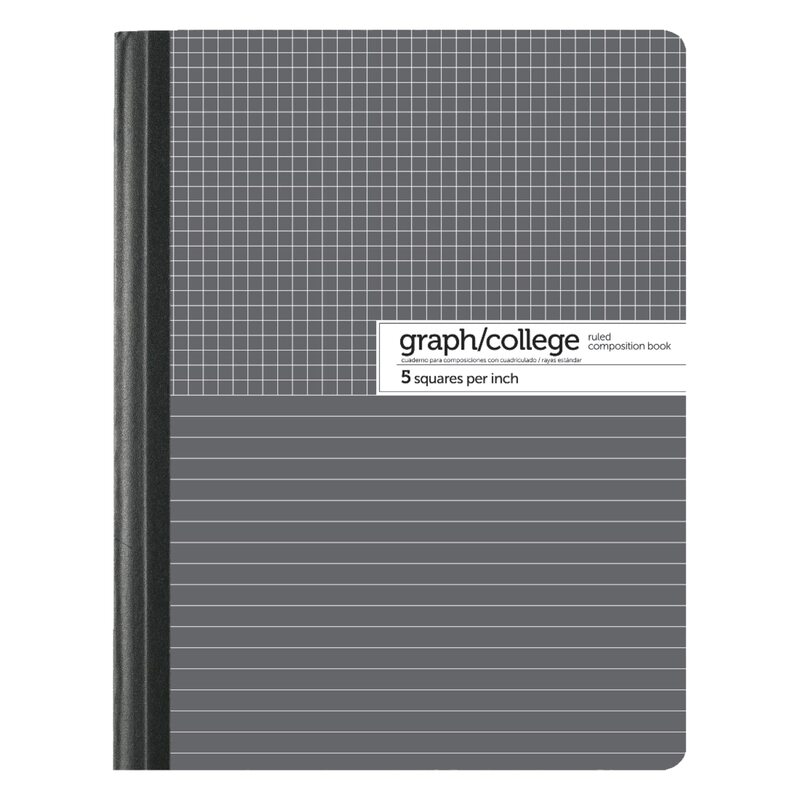 Office Depot Dual Ruled Marble Composition Book, 7 1/2in x 9 3/4in, College/Quadrille Ruled, 100 Sheets, Black/White, 400-003-275