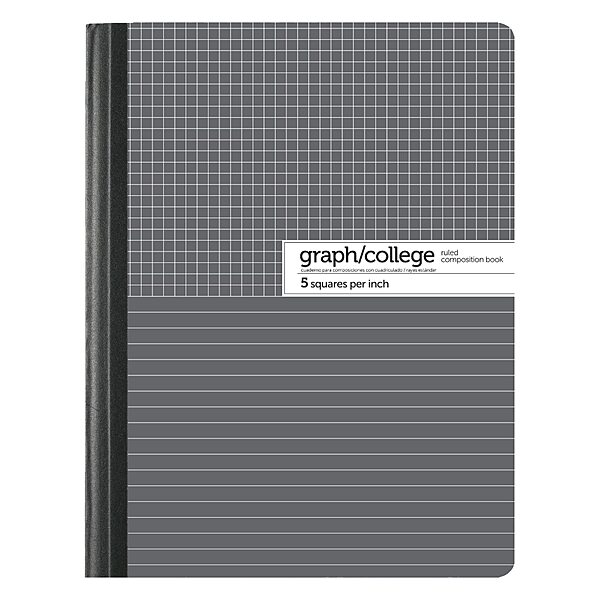 Office Depot Dual Ruled Marble Composition Book, 7 1/2in x 9 3/4in, College/Quadrille Ruled, 100 Sheets, Black/White, 400-003-275