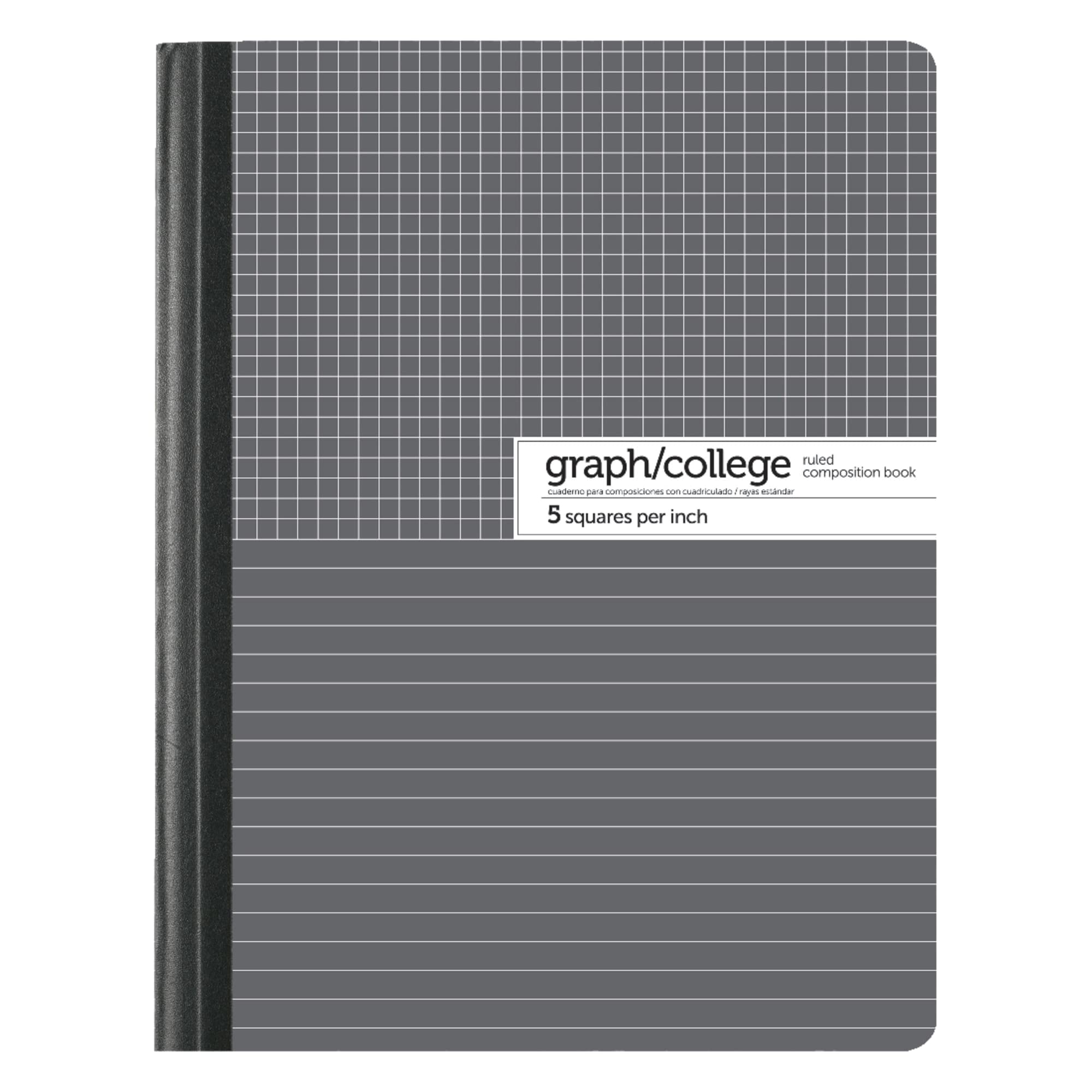 Office Depot Dual Ruled Marble Composition Book, 7 1/2in x 9 3/4in, College/Quadrille Ruled, 100 Sheets, Black/White
