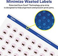 Avery Matte White Removable Round Labels, Sure Feed Technology, Print-to-The-Edge, 1" Diameter, 720 Removable Labels, Laser/Inkjet Printable 720 labels
