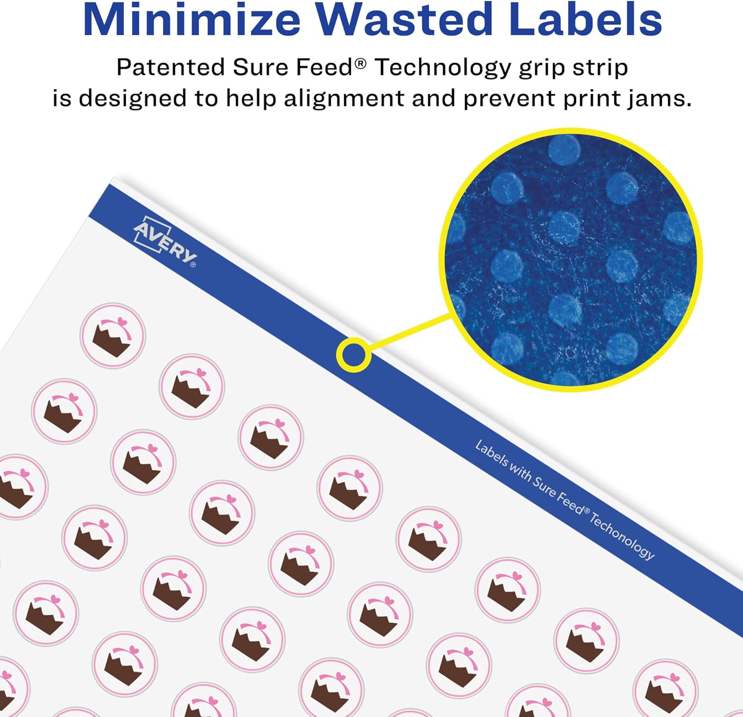 Avery Matte White Removable Round Labels, Sure Feed Technology, Print-to-The-Edge, 1" Diameter, 720 Removable Labels