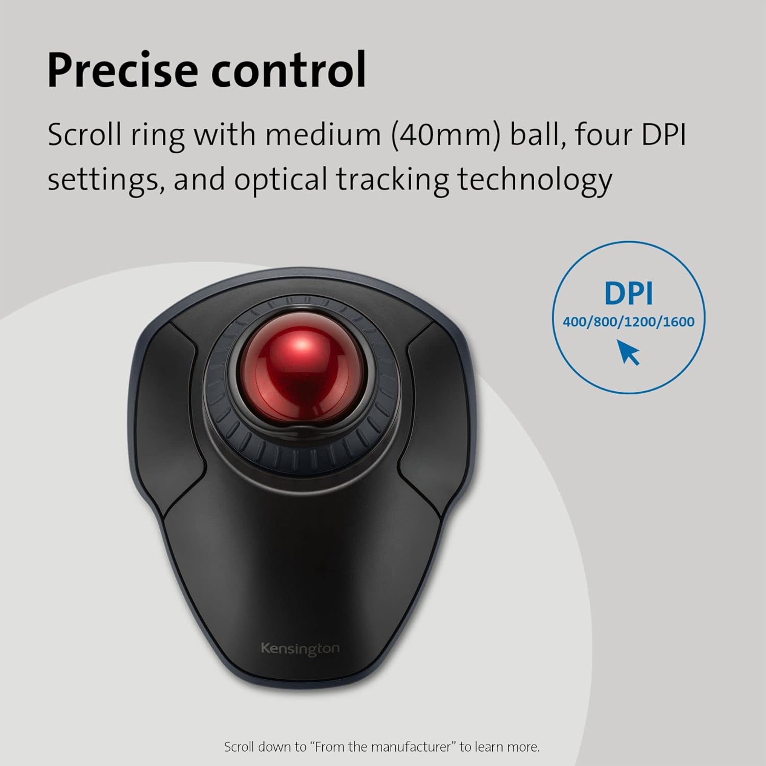 KENSINGTON Orbit Wireless Trackball with Scroll Ring
