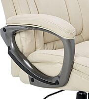 Serta Executive Office Chair, Adjustable Ergonomic Computer Chair with Layered Body Pillows, Waterfall Seat Edge, Bonded Leather, Ivory White