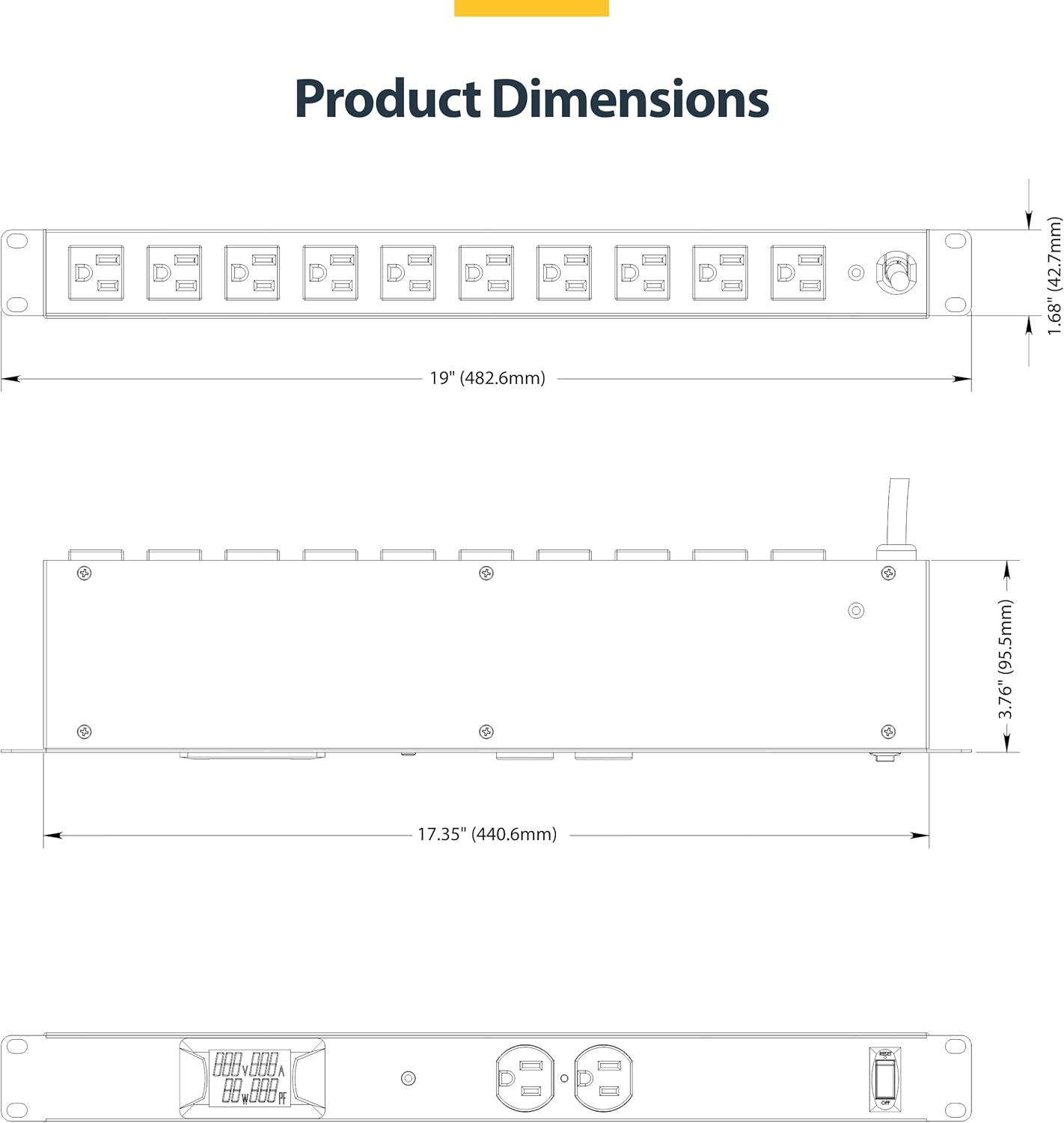StarTech.com 1U Horizontal Rack Mount Metered PDU Server Power Strip with Surge Protector