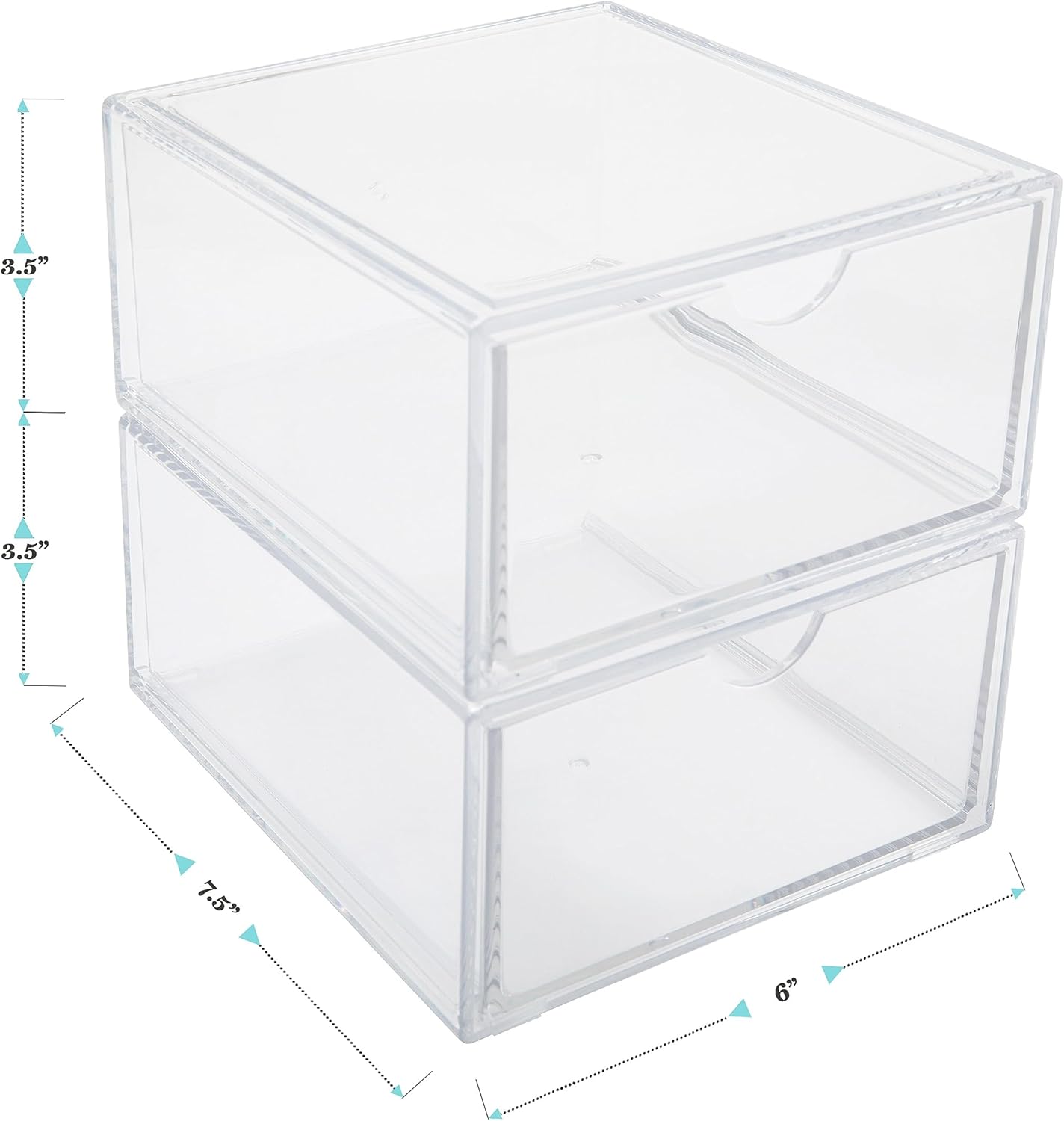Martha Stewart Brody Desk Organizer with Drawers, Stackable Plastic Storage Box