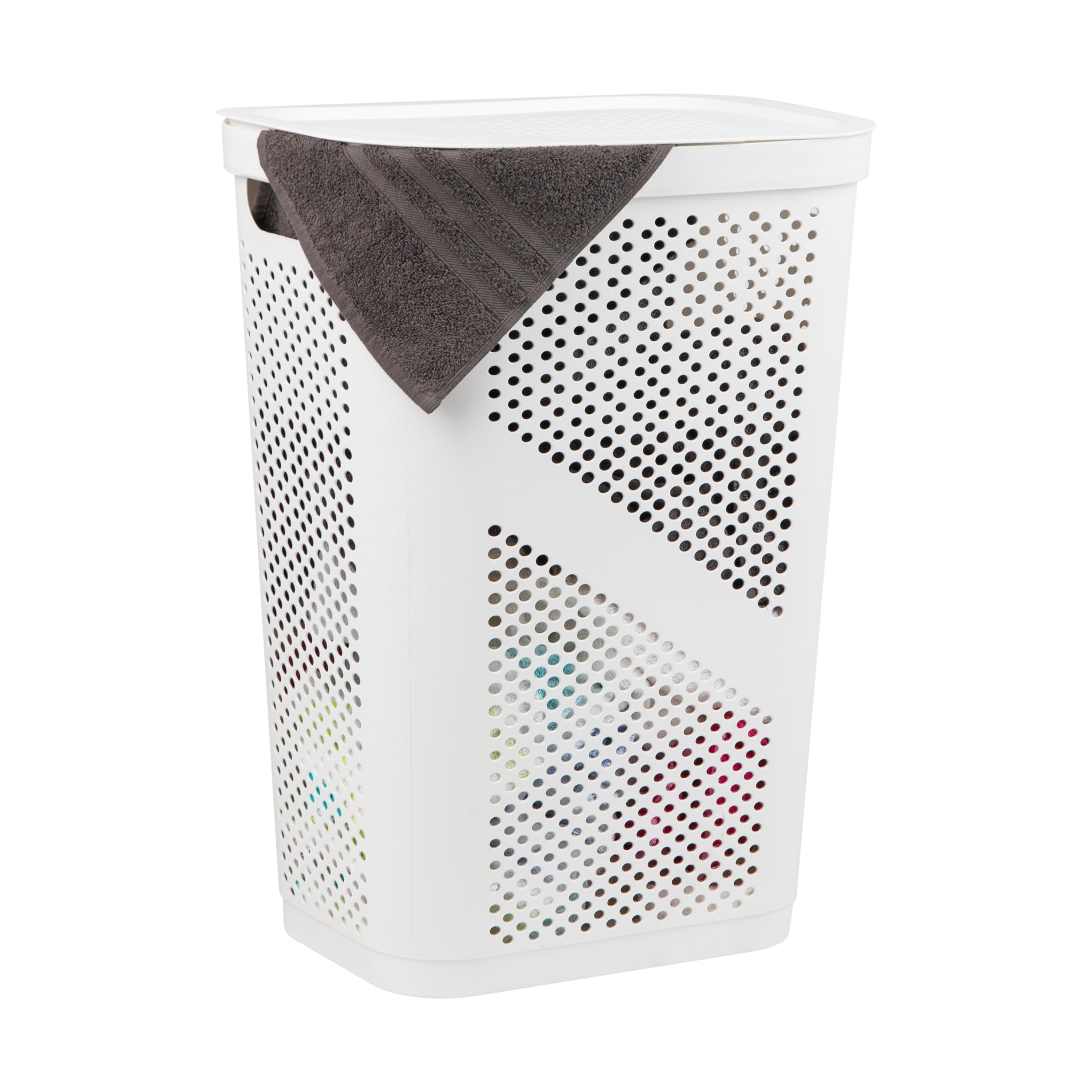 Mind Reader Slim Laundry Hamper with Lid, 60L Ventilated Plastic