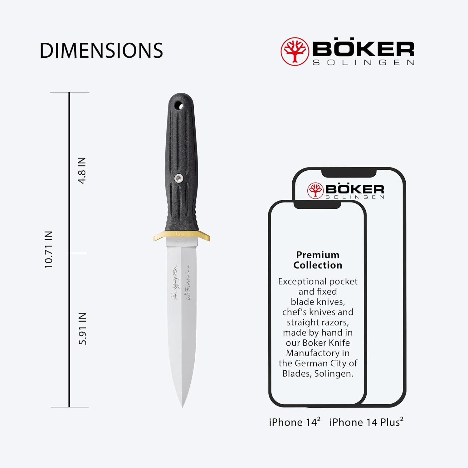 Boker Applegate-Fairbairn Combat II - fixed blade knife with Kydex sheath