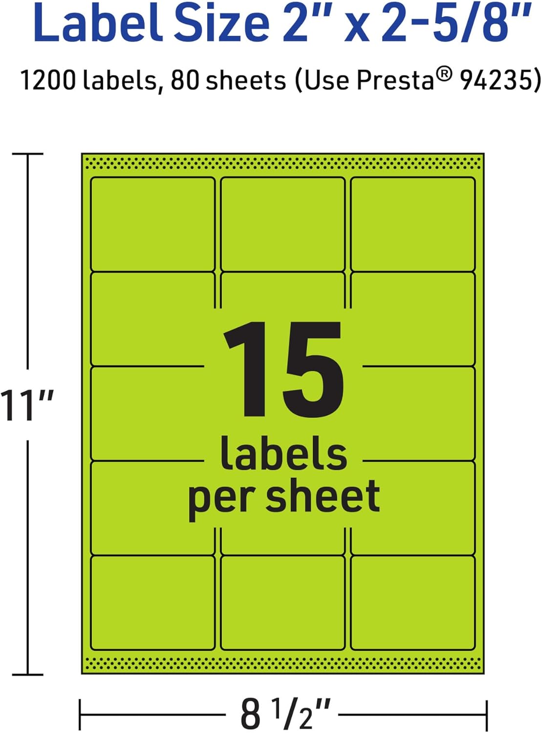 Avery Printable Rectangle Labels, Sure Feed Technology, 2" x 2-5/8", Bright Green, Laser/Inkjet Printable
