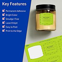 Avery Print-To-The-Edge Labels With Sure Feed Technology, 94124-BGP10, Arched Square, 2in x 2-3/16in, Matte Bright Green, Pack of 120