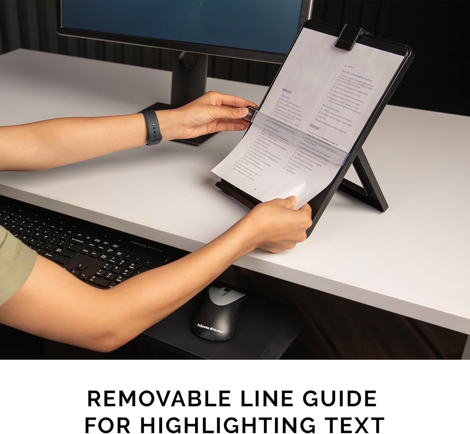 Fellowes Letter Sized Non-Magnetic Copyholder, Black (21106), 7.38 x 10.13 x 11.25 inches