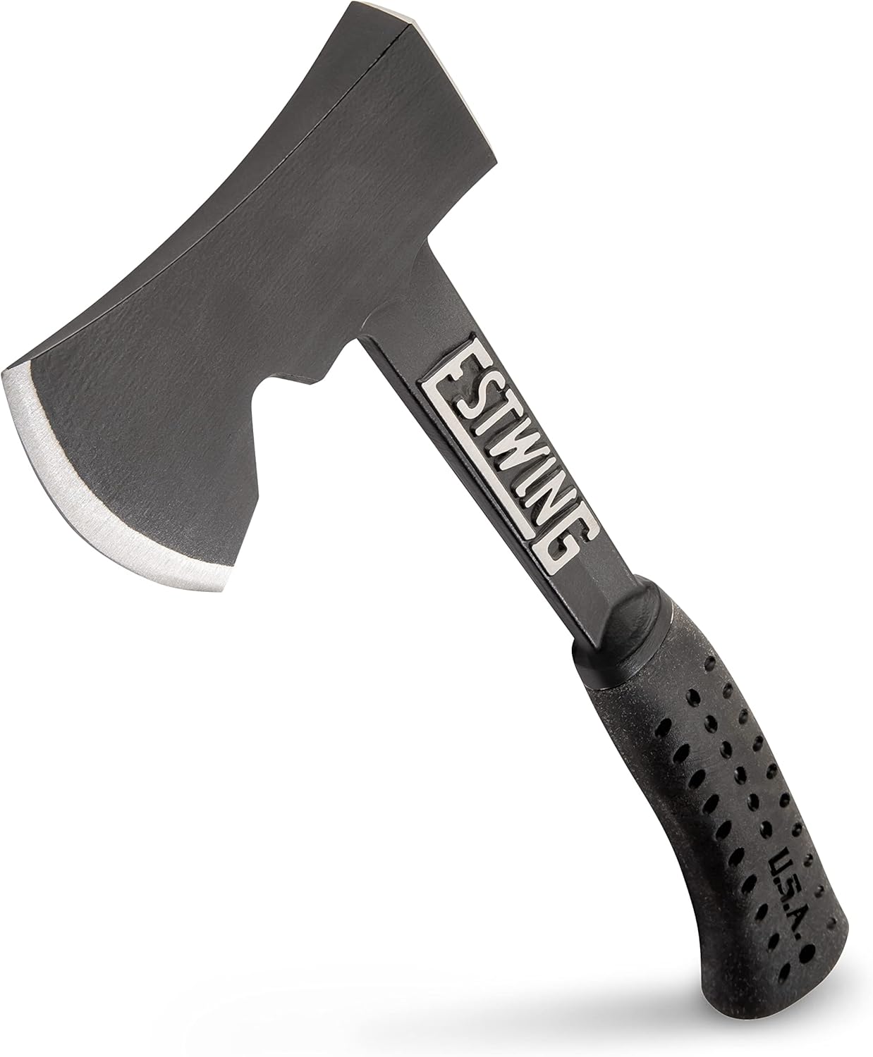 ESTWING Camper's Axe - 14" Hatchet with Forged Steel Construction & Shock Reduction Grip - EB-25A