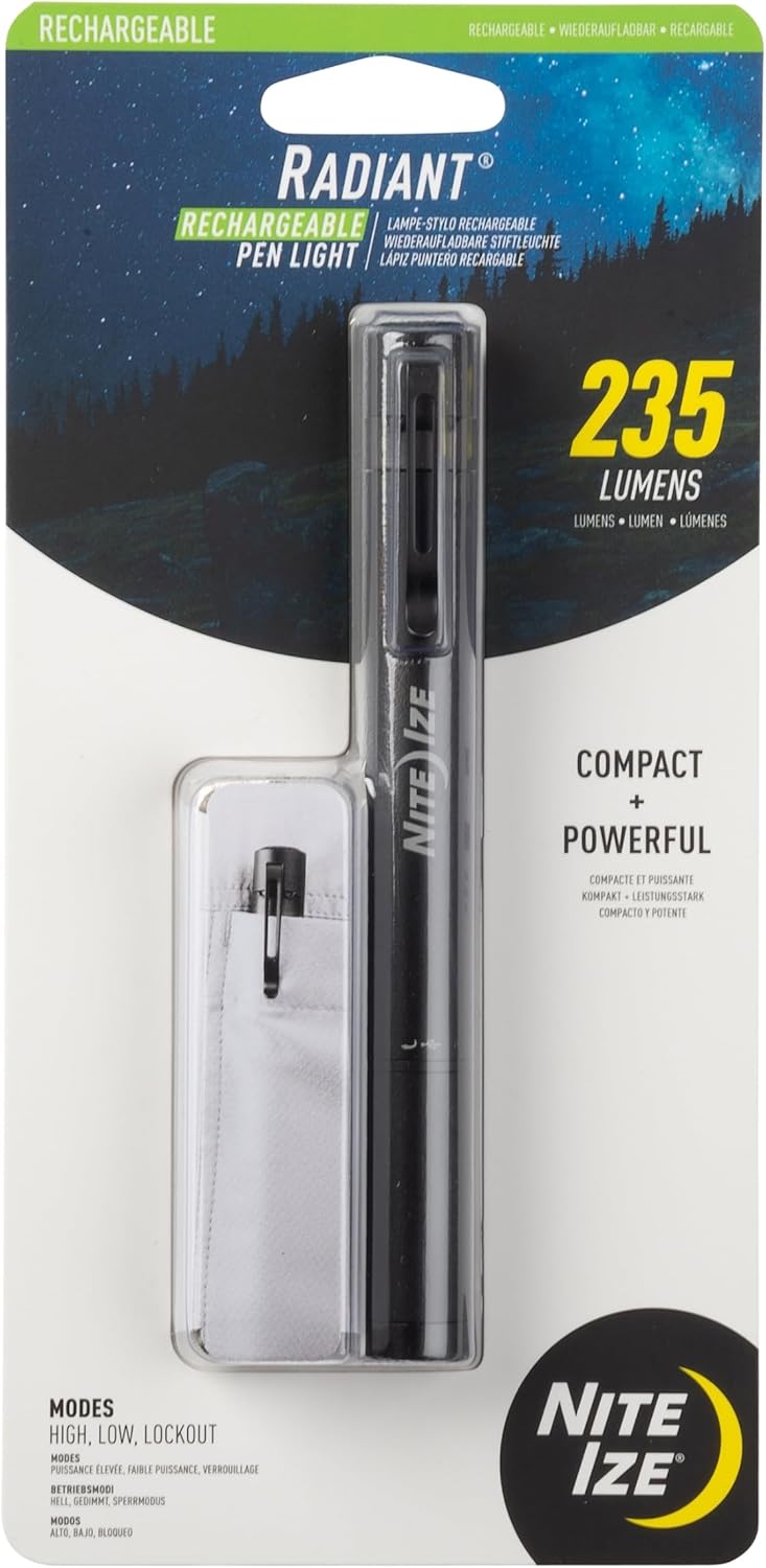 Nite Ize Radiant Rechargeable Pen Light - Rechargeable Pen Flashlight - Mini Flashlight for Job Sites or Emergency Kits