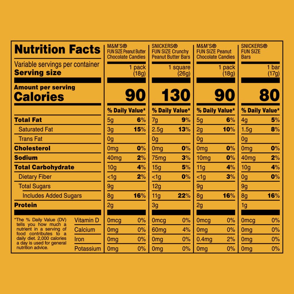 M&M'S Chocolate Candy and SNICKERS Fun Size Peanut and Peanut Butter Choclate Variety Assortment Candy Packs