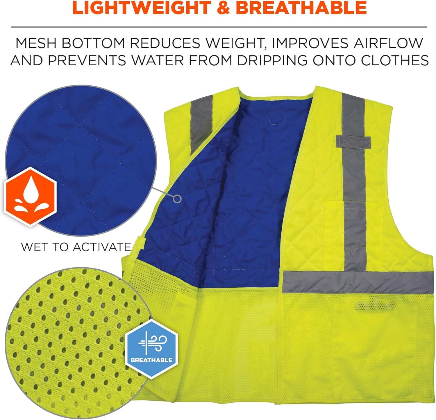 ERGODYNE Chill-Its 6668 Hi-Vis Safety Cooling Vest - Type R Class 2