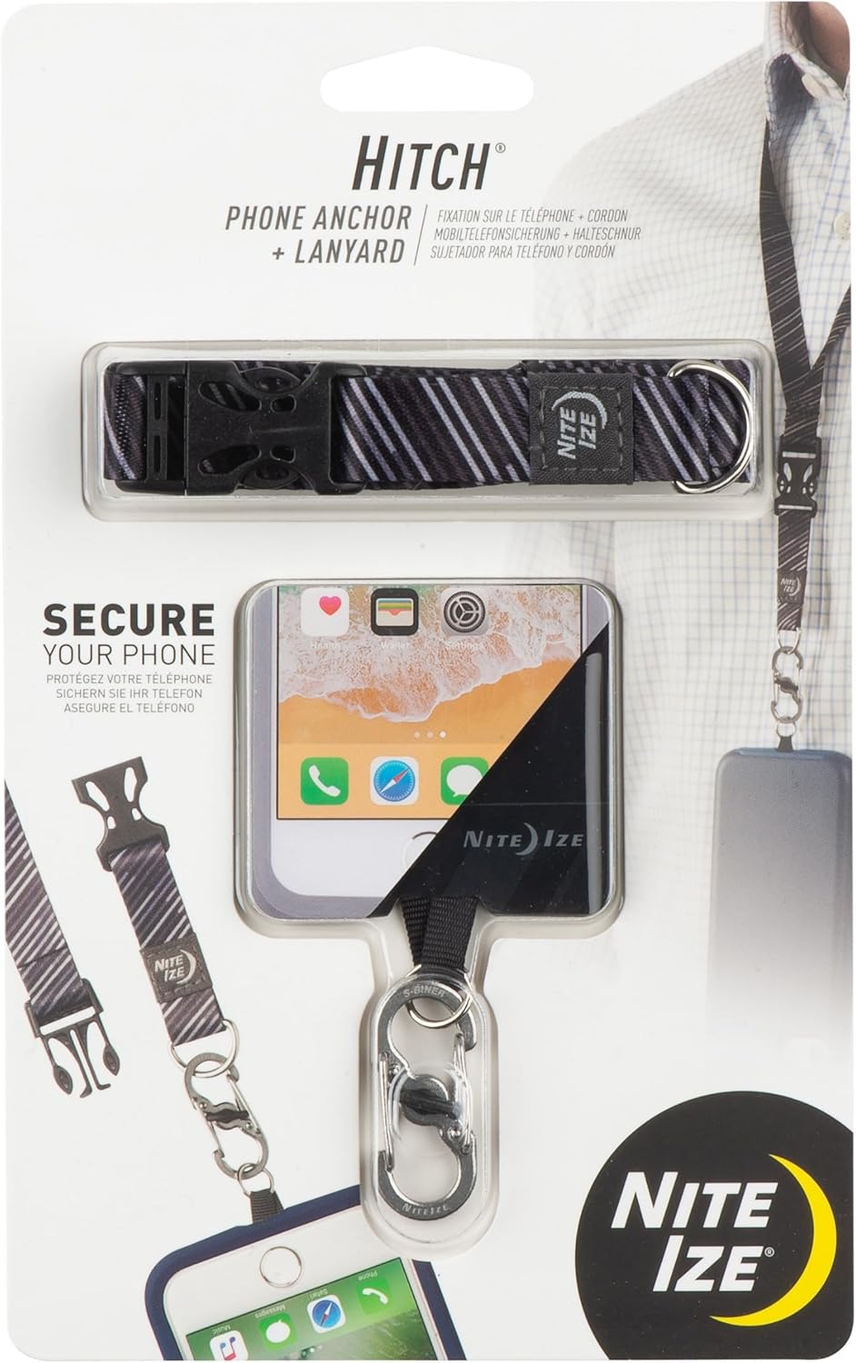 Nite Ize Hitch Phone Anchor & Lanyard – Secure Cell Phone - Anchor & Quick-Release Lanyard for Drop Protection & Convenience