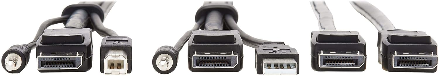 Tripp Lite Dual DisplayPort KVM Cable Kit 4K USB 3.5 mm Audio 3xM/3xM 10ft - 60 MB/s - Supports up to 3840 x 2160