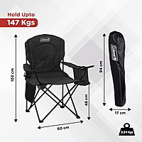 COLEMAN Portable Camping Chair with Built-In 4-Can Cooler, Cushioned Seat & Back