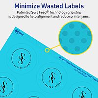 Avery Printable Round Labels, Sure Feed Technology, 2-1/4" Diameter, Bright Blue, Print-to-the-Edge, Laser/Inkjet Printable