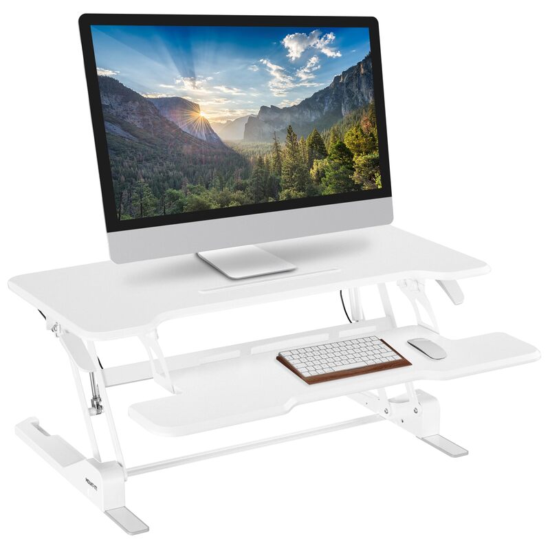 Mount-It! 38in Wide Height Adjustable Standing Desk Converter with Keyboard Tray