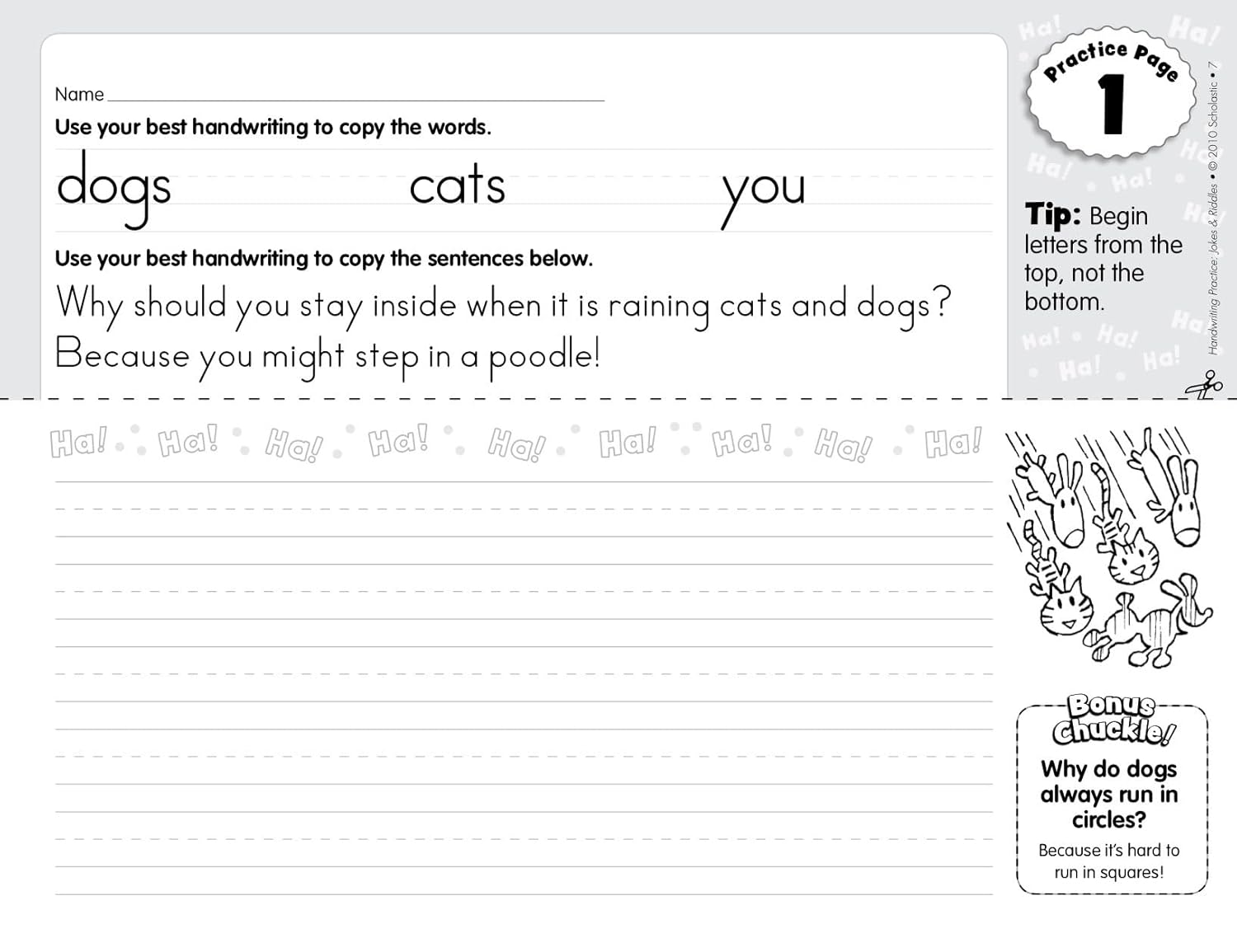 Scholastic Handwriting Practice: Jokes & Riddles