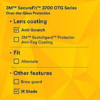 3M SecureFit 3700 Series, SF3750AS-BLK, Black Temples, IR 5.0 Gray OTG Anti-Scratch Lens