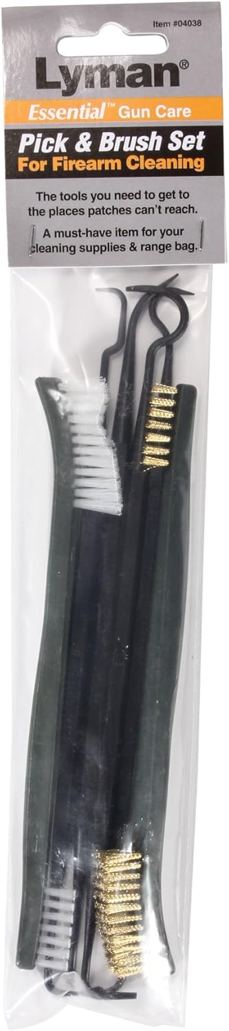 Lyman 6 Piece Pick & Brush Gun Cleaning Kit Brass/Nylon, Black, One Size, 04038