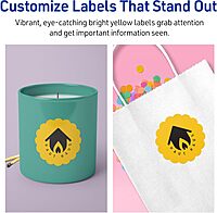 Avery Printable Round Scalloped Labels, Sure Feed Technology, 2.5" Diameter, Bright Yellow Labels, Print-to-The-Edge