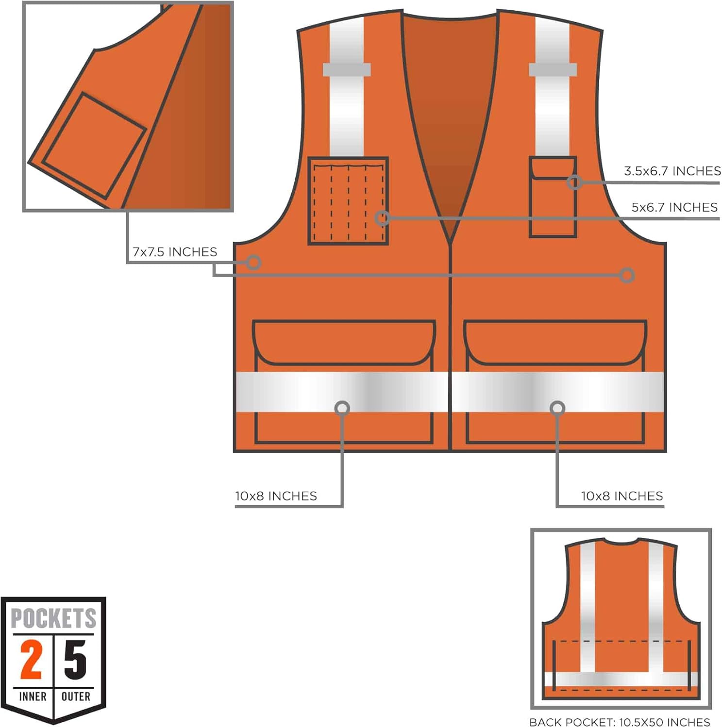 ERGODYNE GloWear 8250Z Surveyors Reflective Safety Vest