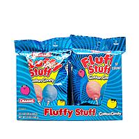 Fluffy Stuff Cotton Candy - Pink and Blue Fresh Spun Floss Sugar Retro Candy - Carnival Cotton Candy in Stay Fresh Packs for Gifts, Party Favors - Pack of 12 1 oz. Bags