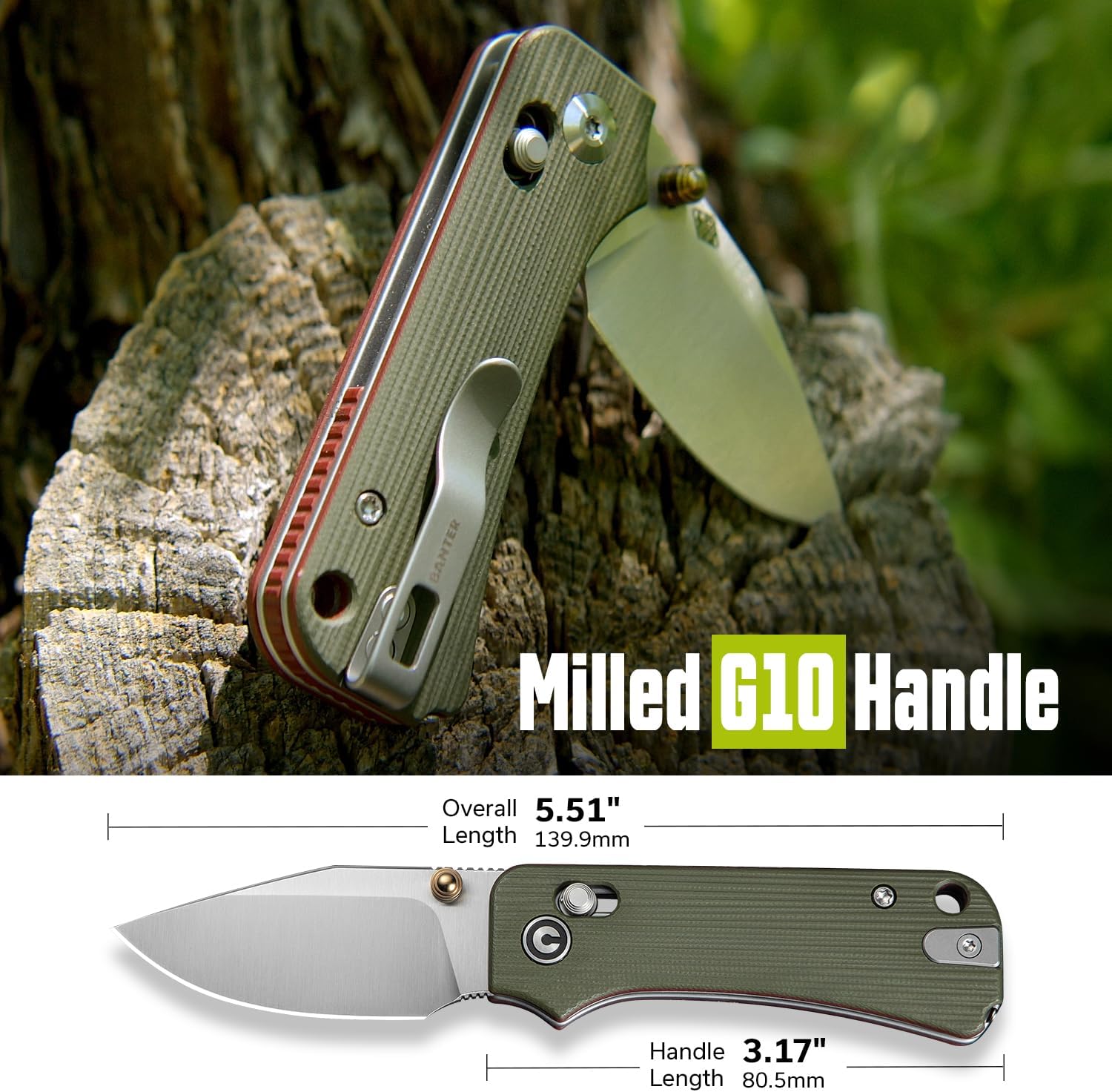 CIVIVI Small Pocket Knife for EDC, Baby Banter 2 - TG Crossbar Lock folding Knife with 2.34" 14C28N Blade Two-toned G10
