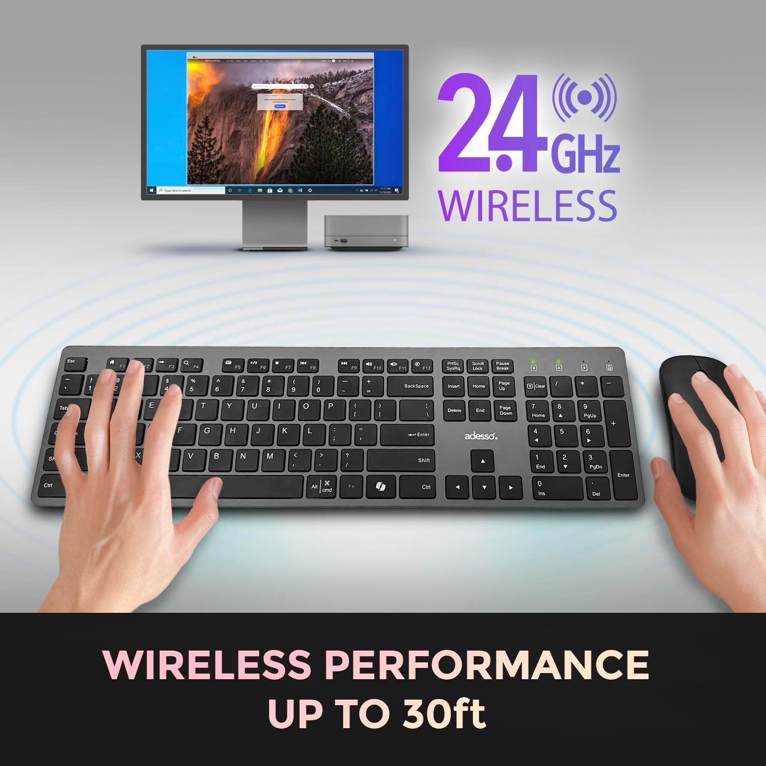 Wireless Scissor Switch Keyboard and Mouse Combo with Copilot AI Hotkey - Multi-OS Compatible for Mac, Quiet Switches