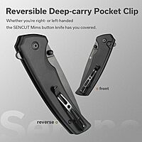 SENCUT Serene Button Lock Folding Pocket Knife with 3.48" D2 Stonewashed Blade, Aluminum Handle, Thumb Stud & Flipper