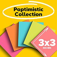 Post-it Notes, 3 in x 3 in., 18 Sticky Notes Pads, 100 Sheets per Pad, Poptimistic Collection