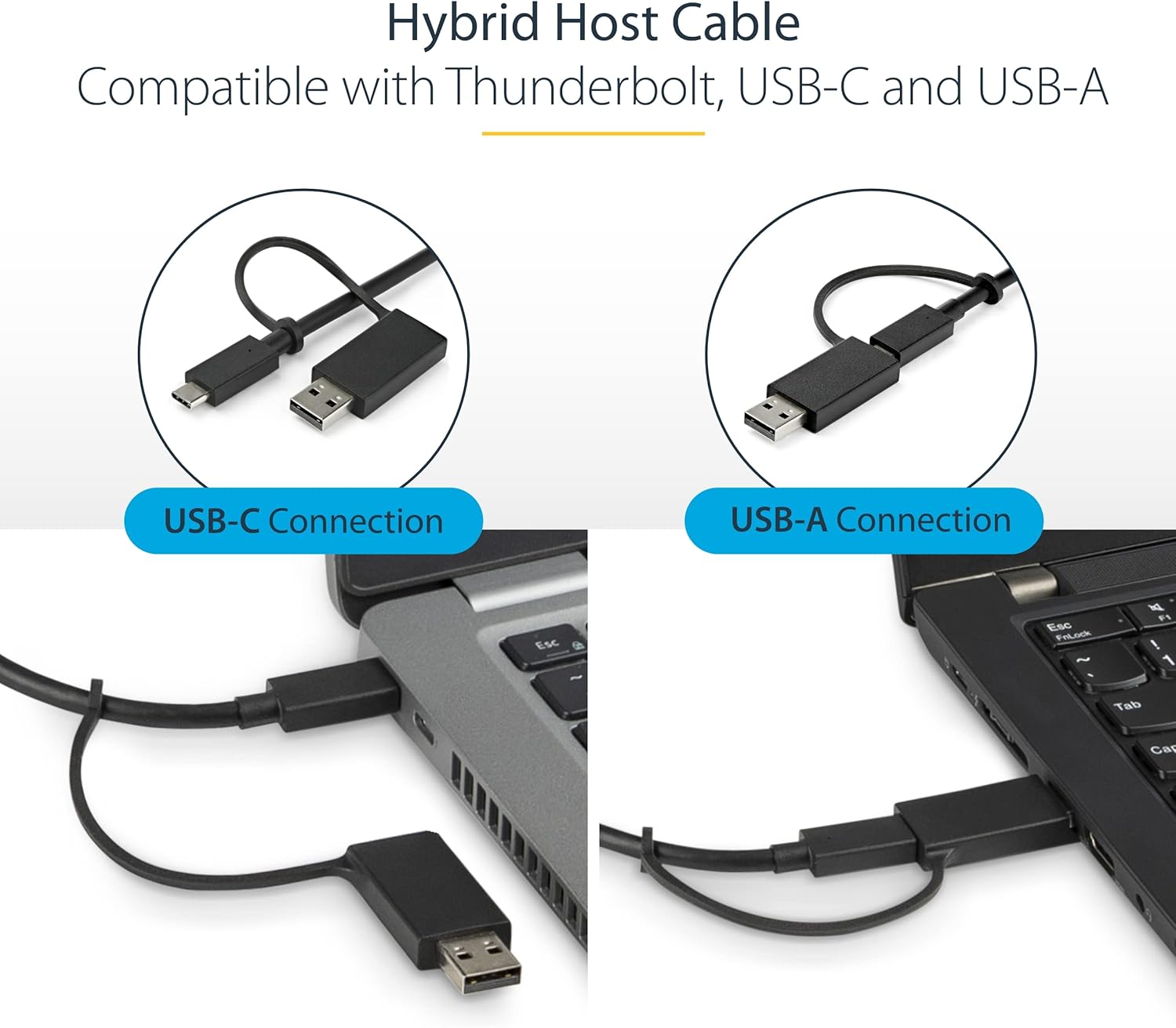 StarTech.com Universal Laptop Docking Station, Hybrid USB-C/USB-A Dock, Dual 4K DP/HDMI, 100W PD, Mac/Windows/Chrome OS, NIC