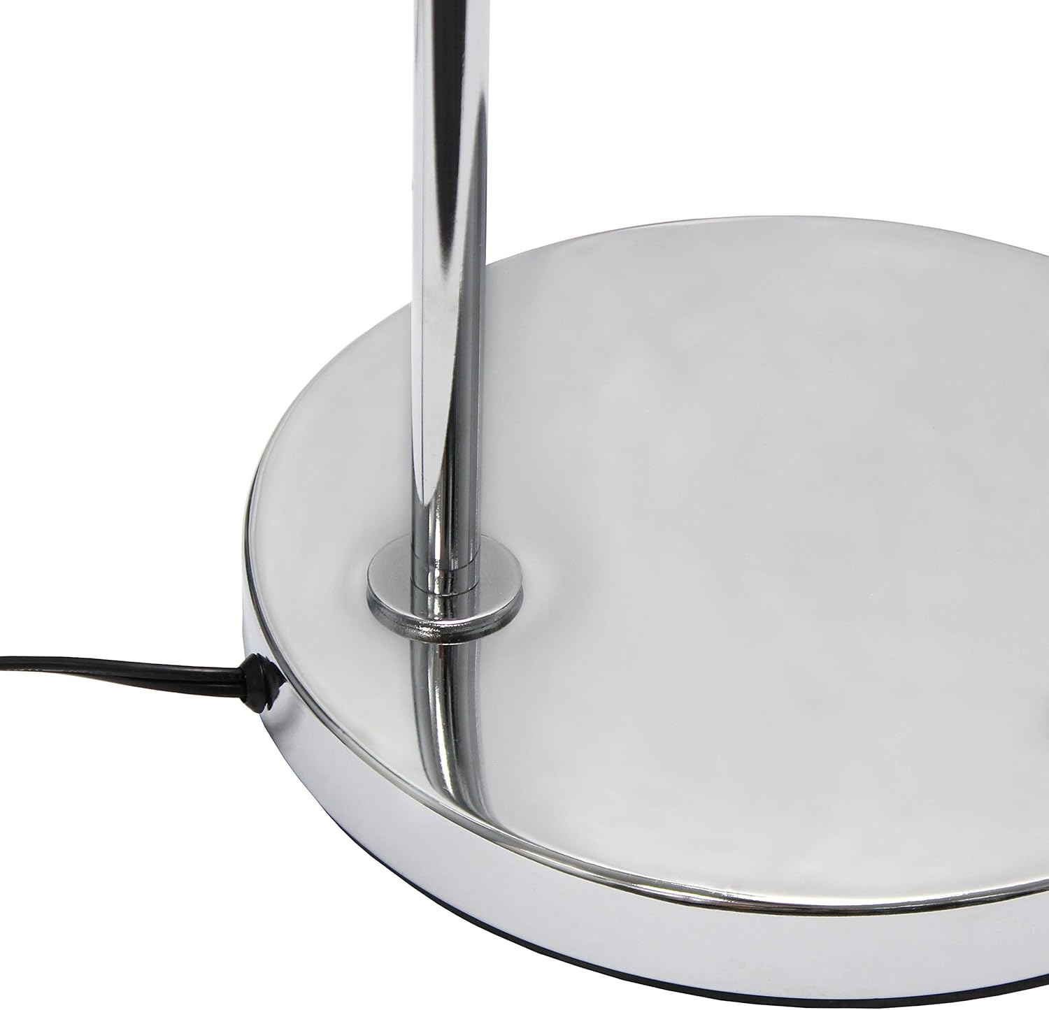 Simple Designs LF2005-WHT Arched Brushed Nickel Floor Lamp with White Fabric Shade White No Bulb