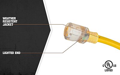 SOUTHWIRE Extra Heavy Duty 10/3 SJTW-A Extension Cord with Lighted End