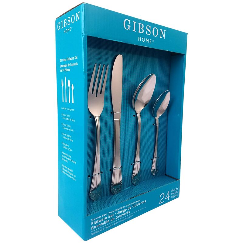 Gibson Home 24-Piece Flatware Set, Mariano, Silver