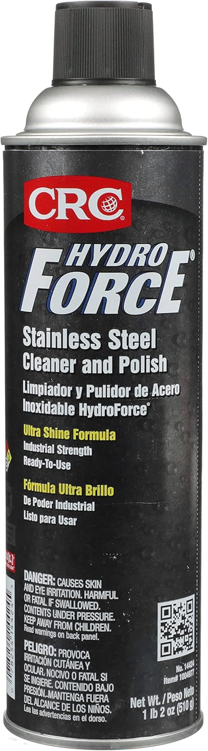 CRC HydroForce Stainless Steel Cleaner & Polish, 20 fl oz Aerosol