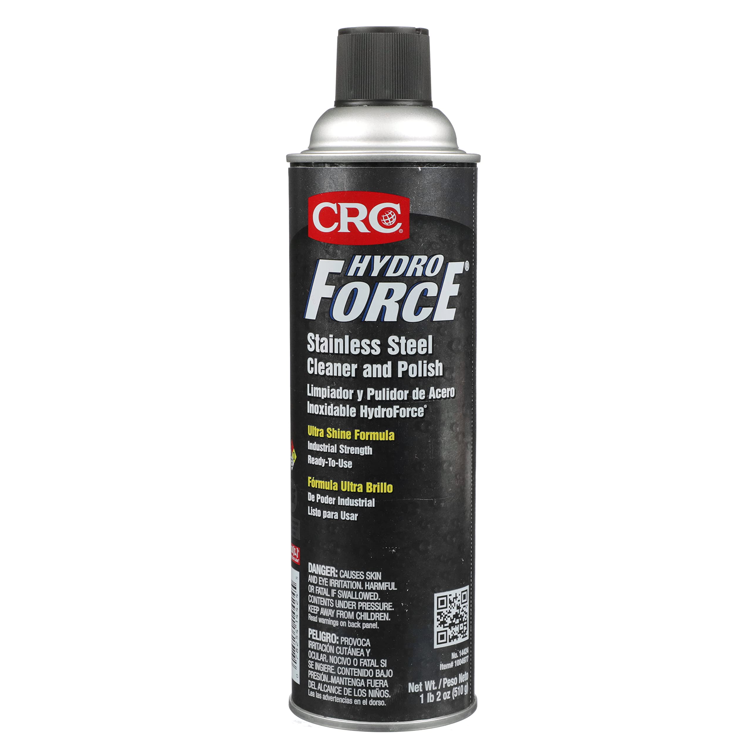 CRC HydroForce Stainless Steel Cleaner & Polish, 20 fl oz Aerosol